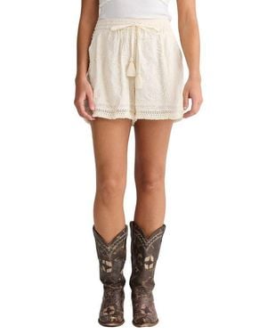 Talisman the Label Chantilly Embroidered Fringe Trim Shorts - White
