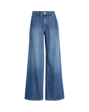 1822 Denim Utility Pocket Wide Leg Jeans - Blue