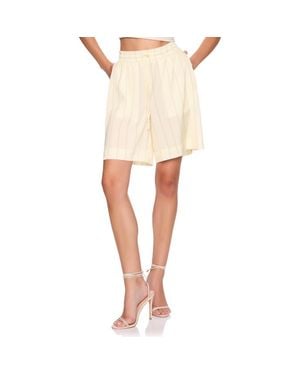 Susana Monaco Crinkle Stripe Satin Boxer Shorts - White