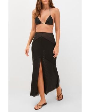 ViX Taly Semisheer Mesh Cover-Up Maxi Skirt - Black
