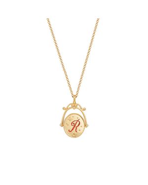 Fable England R Initial Rose Spinner Chain Necklace - Metallic