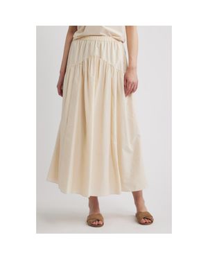 Theory Cotton Blend Midi Skirt - Natural