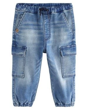 Next Baggy Jersey Cargo Jeans - Blue