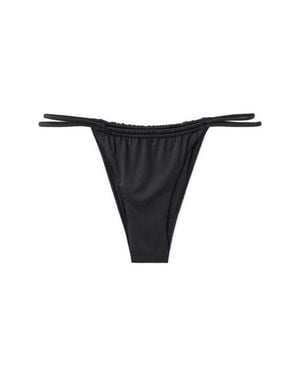 Mango Starring Hailey Bieber Double Strap Cheeky Bikini Bottoms - Black