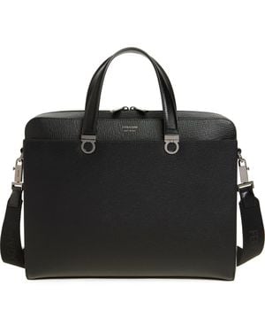 Ferragamo Trading Gancio Leather Briefcase - Black