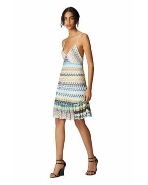 Missoni Sleeveless Mini Dress With Lace Tiered Skirt - White