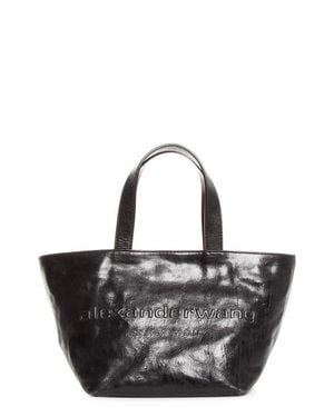 Alexander Wang Small Punch Logo Crinkled Leather Tote - Black