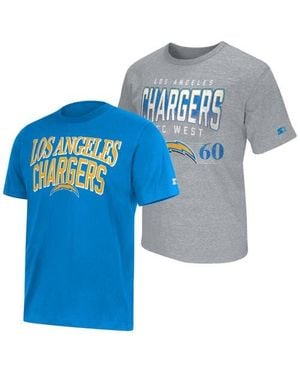 Starter Heather Los Angeles Chargers Two-Pack Logo T-Shirt Set - Blue