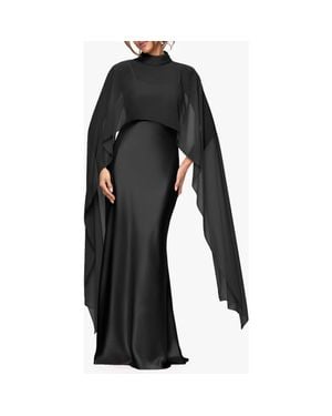 Xscape Evenings Satin Gown With Chiffon Overlay - Black