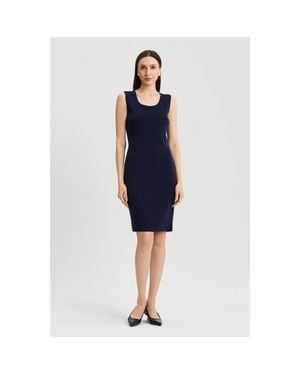 Ming Wang Sleeveless Sheath Knit Dress - Blue