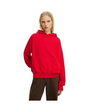 Cotton On Boxy Fleece Hoodie - Red