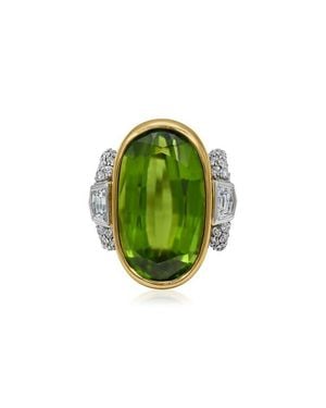 Fred Leighton Peridot & Diamond Cocktail Ring - Green