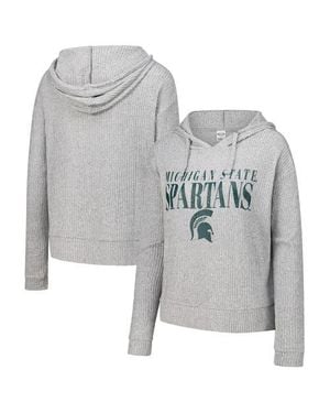 Concepts Sport Michigan State Spartans Juniper Soft Modest Cropped Long Sleeve Hoodie Top - Gray
