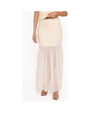Petal & Pup Susan Mesh Drop Waist Maxi Skirt - Pink