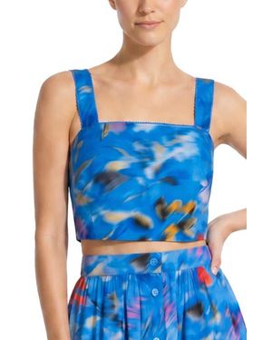 Change of Scenery Ilyssa Square Neck Smocked Crop Top - Blue