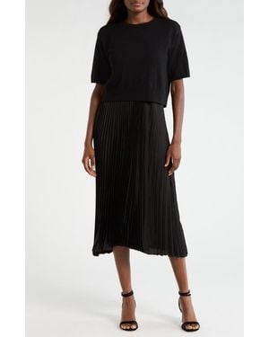 Cece Sweater & Pleated Skirt Two-Piece Set - Black