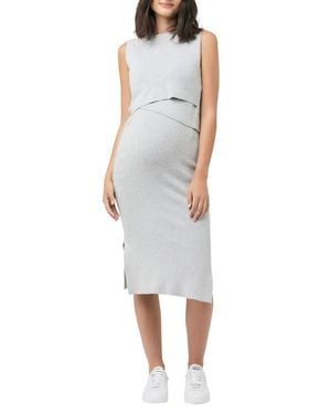 Ripe Maternity Layered Nursing Maternity Dress - White