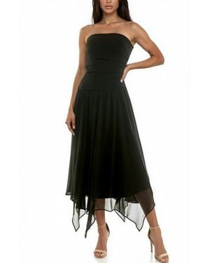 Socialite Mixed Media Strapless Gown - Black