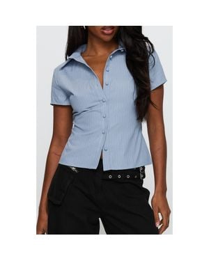 Princess Polly Lift Off Button-Up Shirt - Blue
