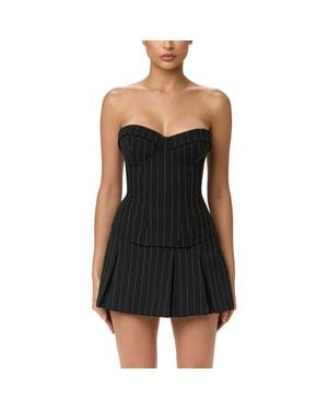 Naked Wardrobe Pinstripe Suiting Bustier Top - Black