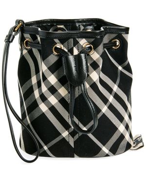 Burberry Check Drawstring Canvas Pouch - Black