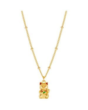 Estella Bartlett Lucky Cat Pendant Necklace - Metallic