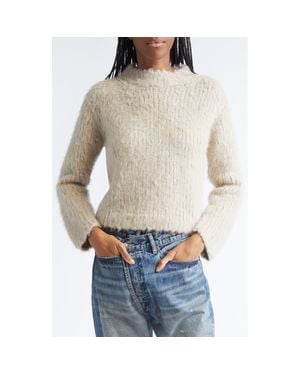 R13 Shrunken Mock Neck Alpaca Blend Sweater - Gray