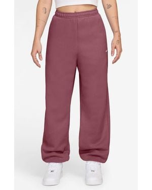 Nike Studio High Waist Fleece Sweatpants - Red