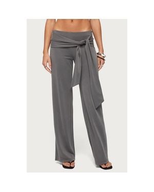Edikted Xyla Waist Tie Straight Leg Pants - Gray