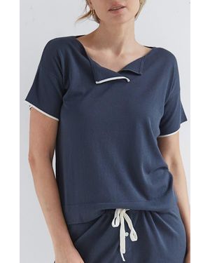 Oyun Split Neck Tee - Blue