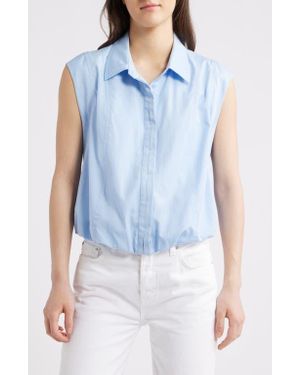 Wit & Wisdom Cap Sleeve Button-Up Shirt - Blue