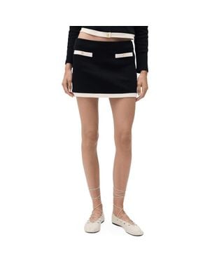 Mango Contrast Knit Miniskirt - Black