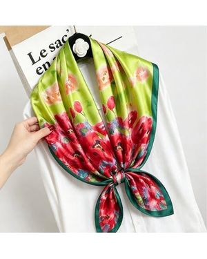 SILKSILKY Pure Silk Colored Square Scarf - Green