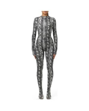 Naked Wardrobe Animal Print Closed Toe Jumpsuit - Multicolor