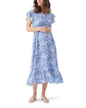 Ripe Maternity Pippa Floral Woven Maternity Dress - Blue
