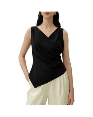 LILYSILK Élise V-Neck Silk Top - Black