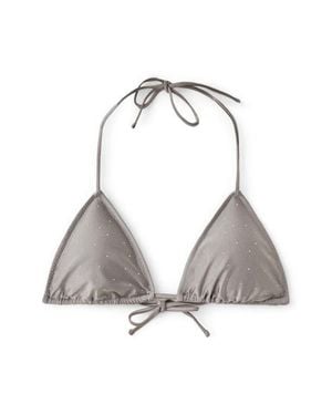 Mango Rhinestone Triangle Bikini Top - Gray