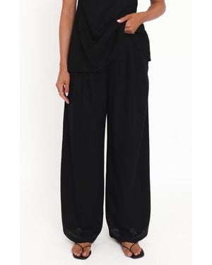 Petal & Pup Arles Pleated Cotton Wide Leg Pants - Black