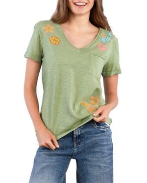 Billy T Paradise V-Neck Cotton T-Shirt - Green