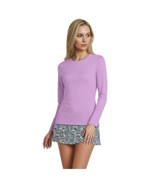 Lands' End Sunshade Upf 50 Long Sleeve Rash Guard Swim Tee - Purple