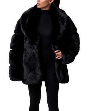 Naked Wardrobe Oversize Fur Jacket - Black