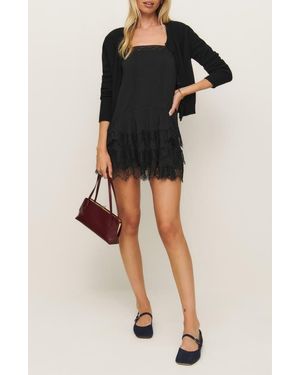 Reformation Cleodora Lace Trim Minidress - Black