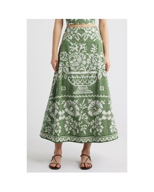 Cleobella Jasmine Mixed Print Cotton Poplin Maxi Skirt - Green