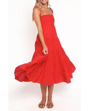 Petal & Pup Carroll Smocked Midi Dress - Red