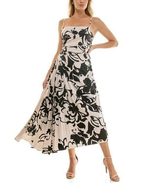 Socialite Floral Pleated Satin Dress - White