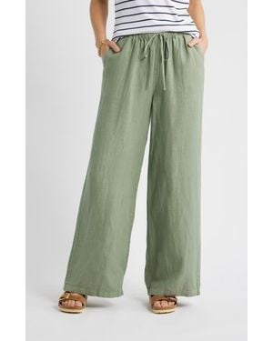 Caslon Easy Wide Leg Linen Pants - Green