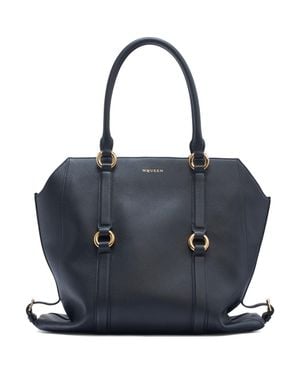 McQueen Farringdon Leather North/South Tote - Blue
