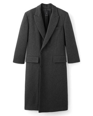 Mango Double Breasted Long Coat - Black