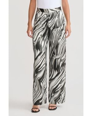 Misook Marble Print Wide Leg Silk Pant - Multicolor