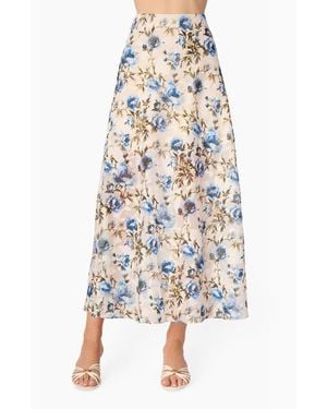 Cami NYC Jayna Floral Burnout Chiffon Maxi Skirt - White